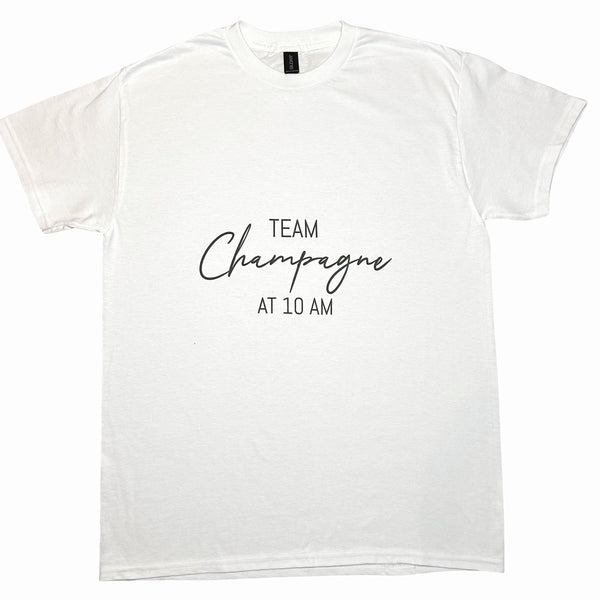 “Team Champagne at 10 am” T-shirt Unisex - Wine Is Life Store