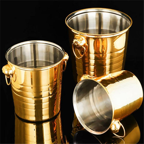 Stainless Champagne Steel Ice Bucket (Golden & Silver) - Wine Is Life Store