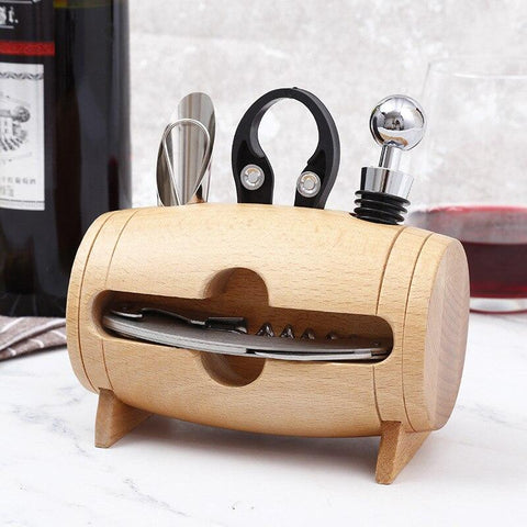 Wooden Barrel Wine Tools Set - Wine Is Life Store