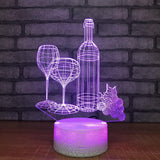 Colorful 3d Lamp (Wine Bottle, Grapes & Glass) - Wine Is Life Store