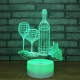 Colorful 3d Lamp (Wine Bottle, Grapes & Glass) - Wine Is Life Store