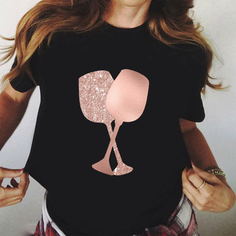 Pink Wine Glass T-shirt - Wine Is Life Store