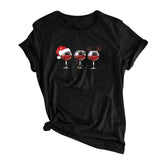 Black Wine Glass Christmas T-shirt - Wine Is Life Store
