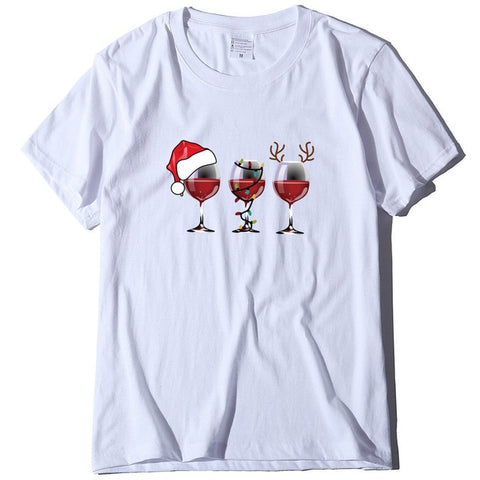 Black Wine Glass Christmas T-shirt - Wine Is Life Store