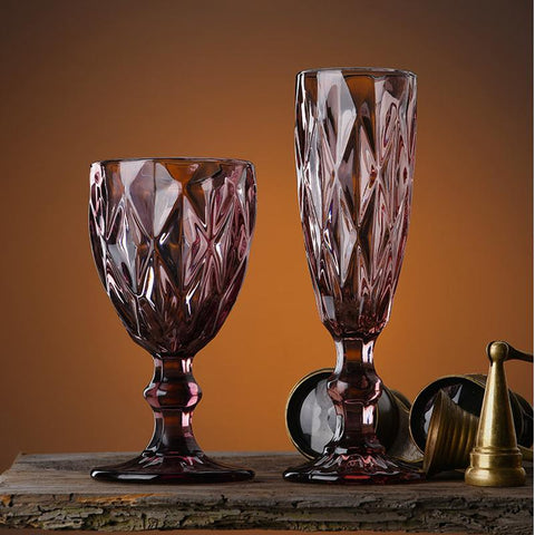 Retro Embossed Wine Glasses (set of 2) - Wine Is Life Store