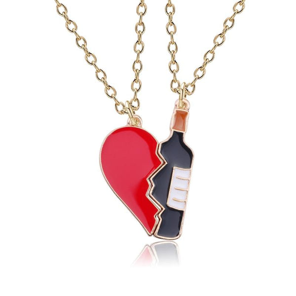 Wine Bottle & Heart Pairing Necklace - Wine Is Life Store