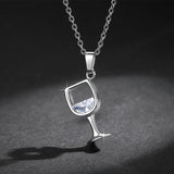 Wine Glass Necklace with Zirconia - Wine Is Life Store