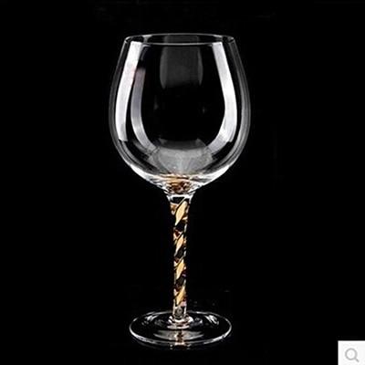 Gold Swirl Fleur de Lis Jeweled Stemmed Wine Glass Stemmed