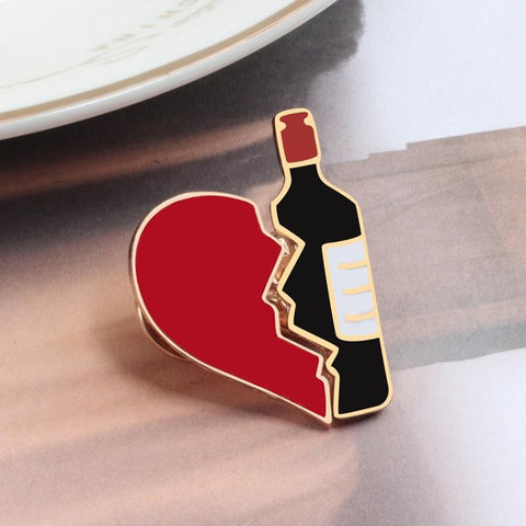 Wine & Heart Brooch / Pin - Wine Is Life Store