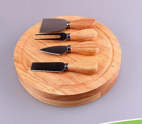 Wooden Cheese Board with Knives - Wine Is Life Store